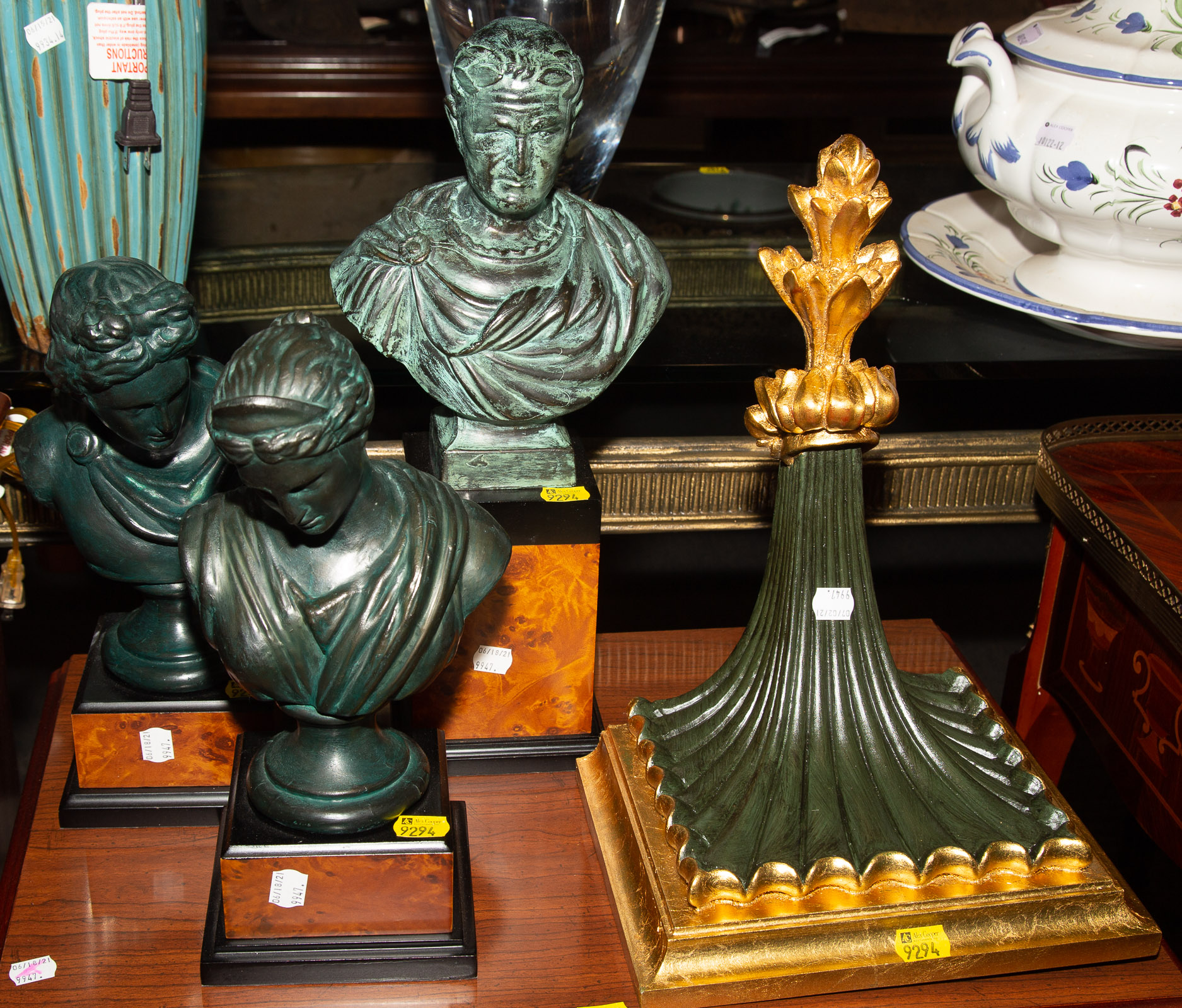 THREE CLASSICAL STYLE BUSTS GILT 334506