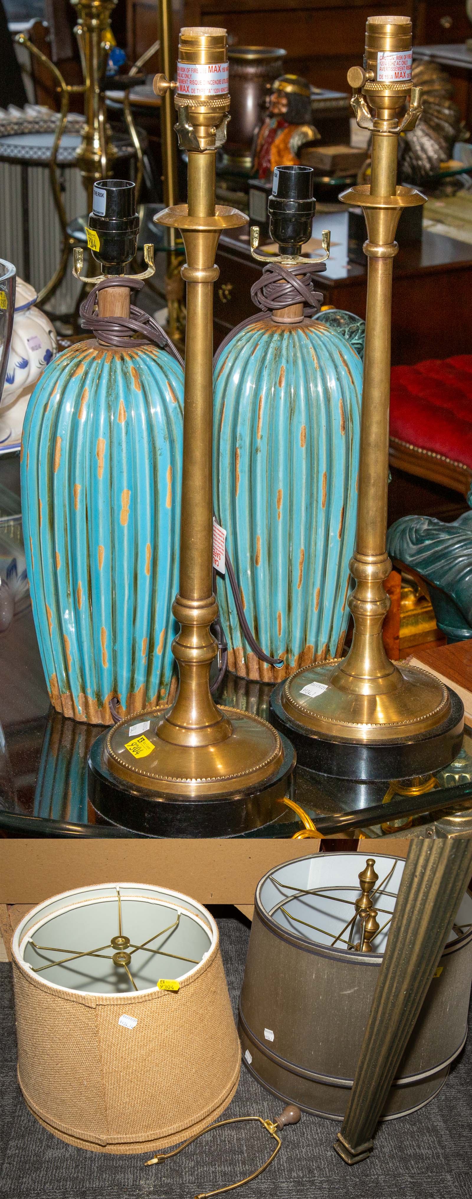 TWO PAIRS OF TABLE LAMPS With shades.