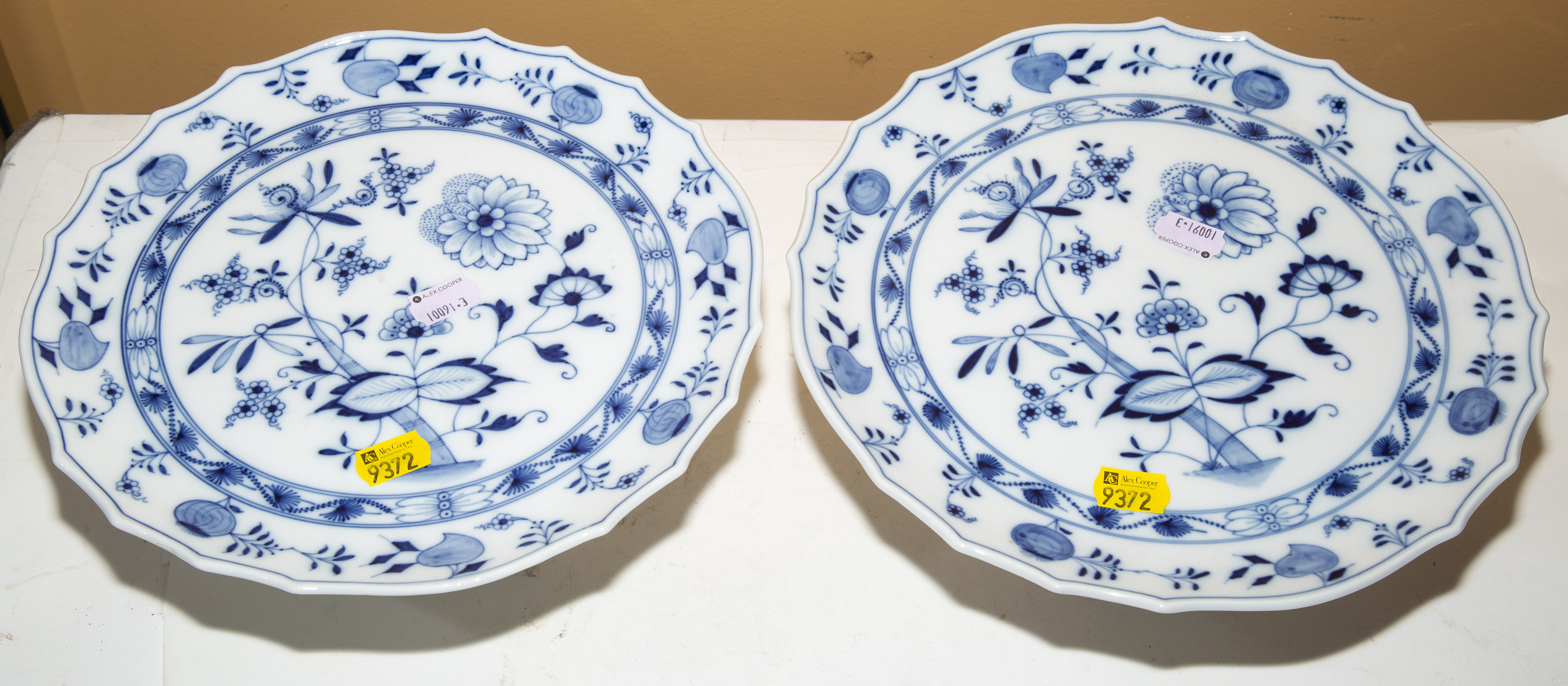 TWO GERMAN BLUE ONION CAKE STANDS