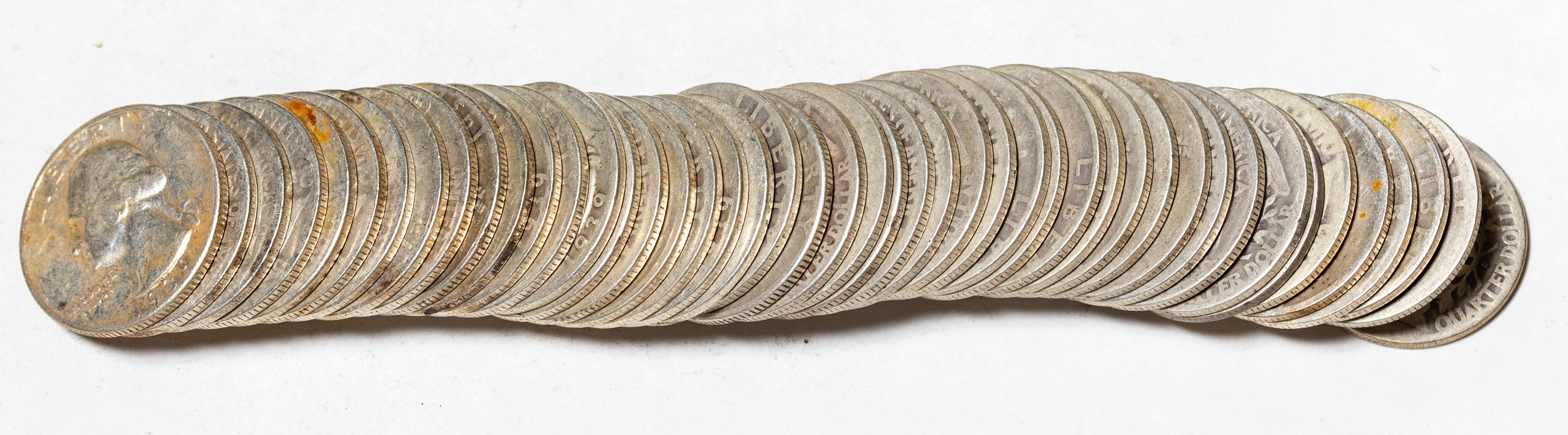 SOLID ROLL OF 1939 WASHINGTON QUARTERS 334598