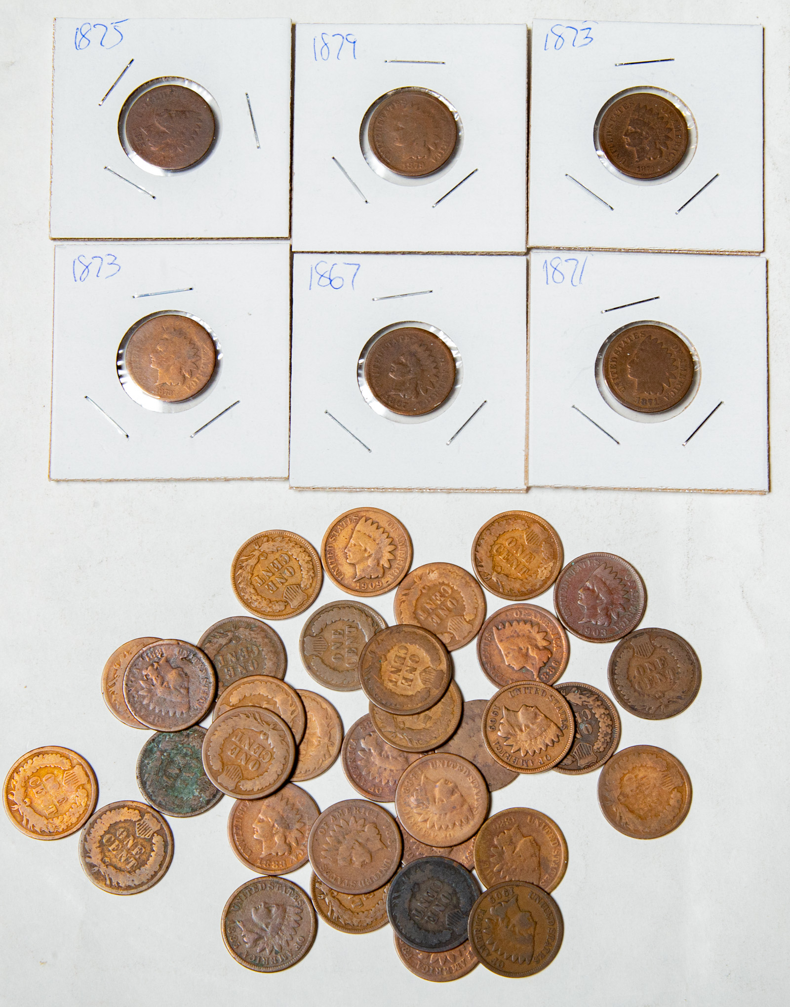 40 CLEANED INDIAN CENTS While most