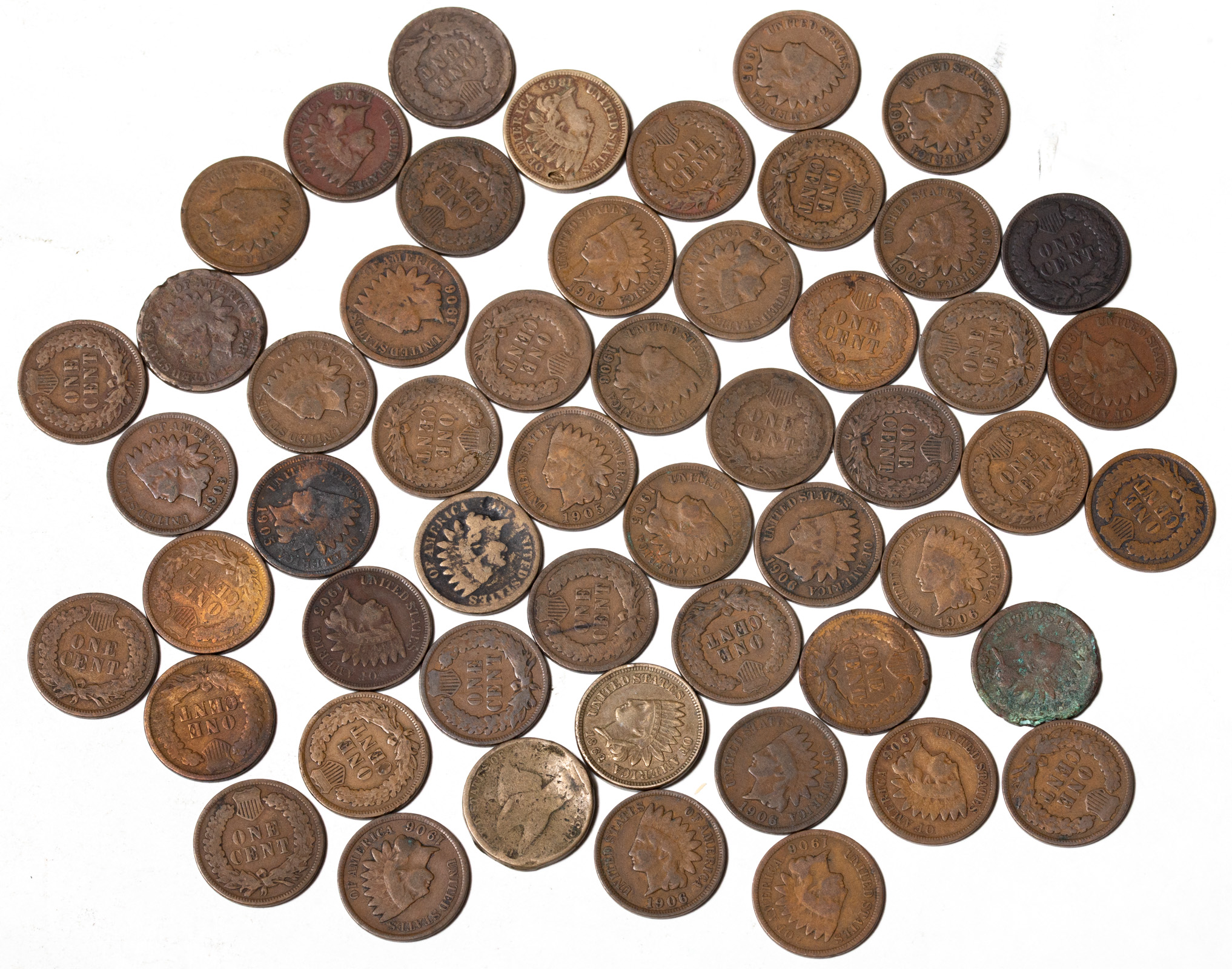 53 INDIAN CENTS WITH SOME COPPER 3345a3