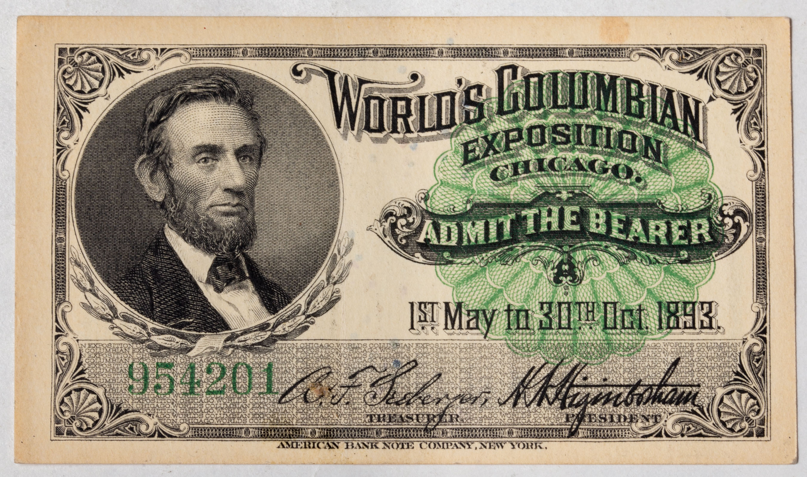 1893 COLUMBIAN EXPOSITION TICKET 3345c2