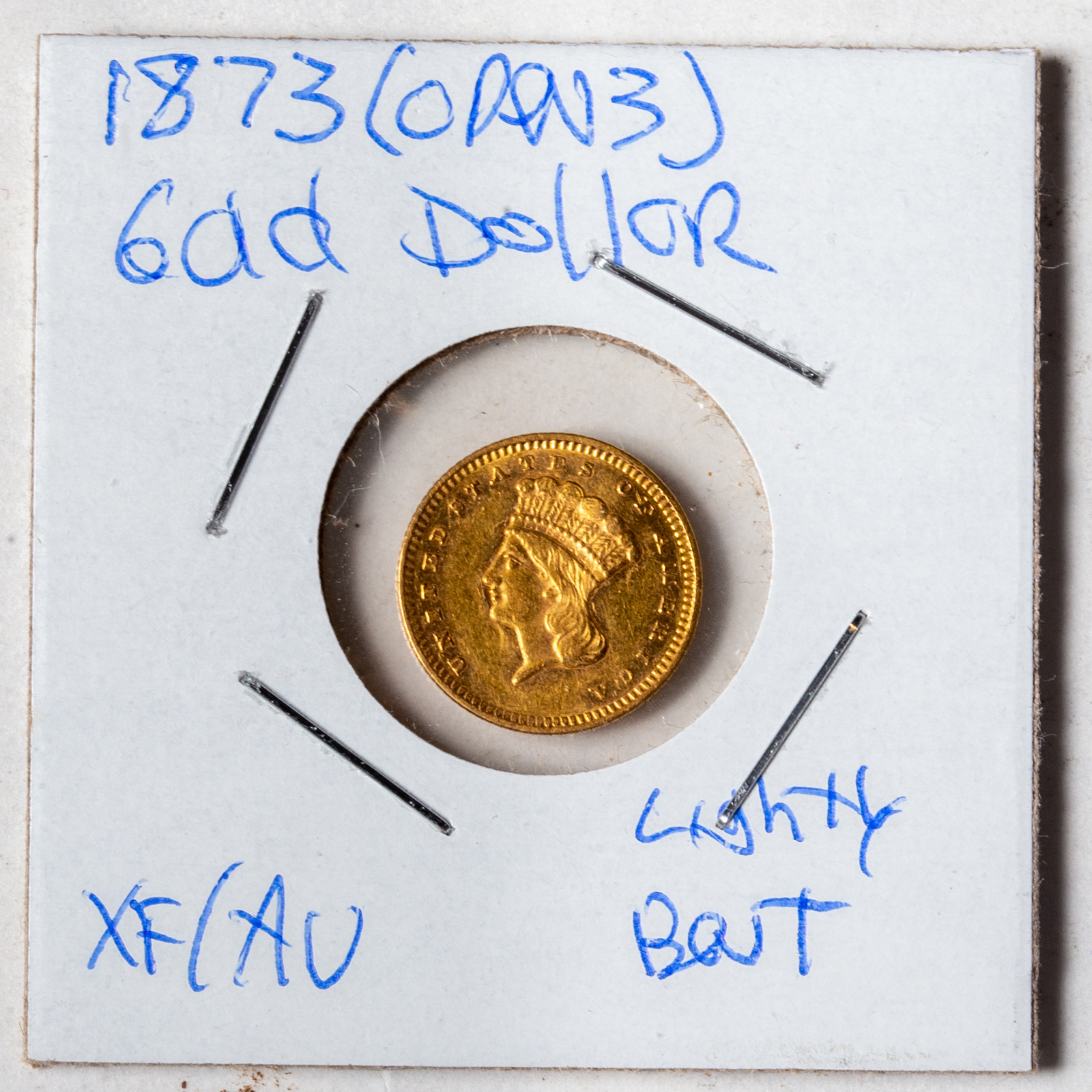 1873 GOLD DOLLAR OPEN 3 XF AU 3345c0