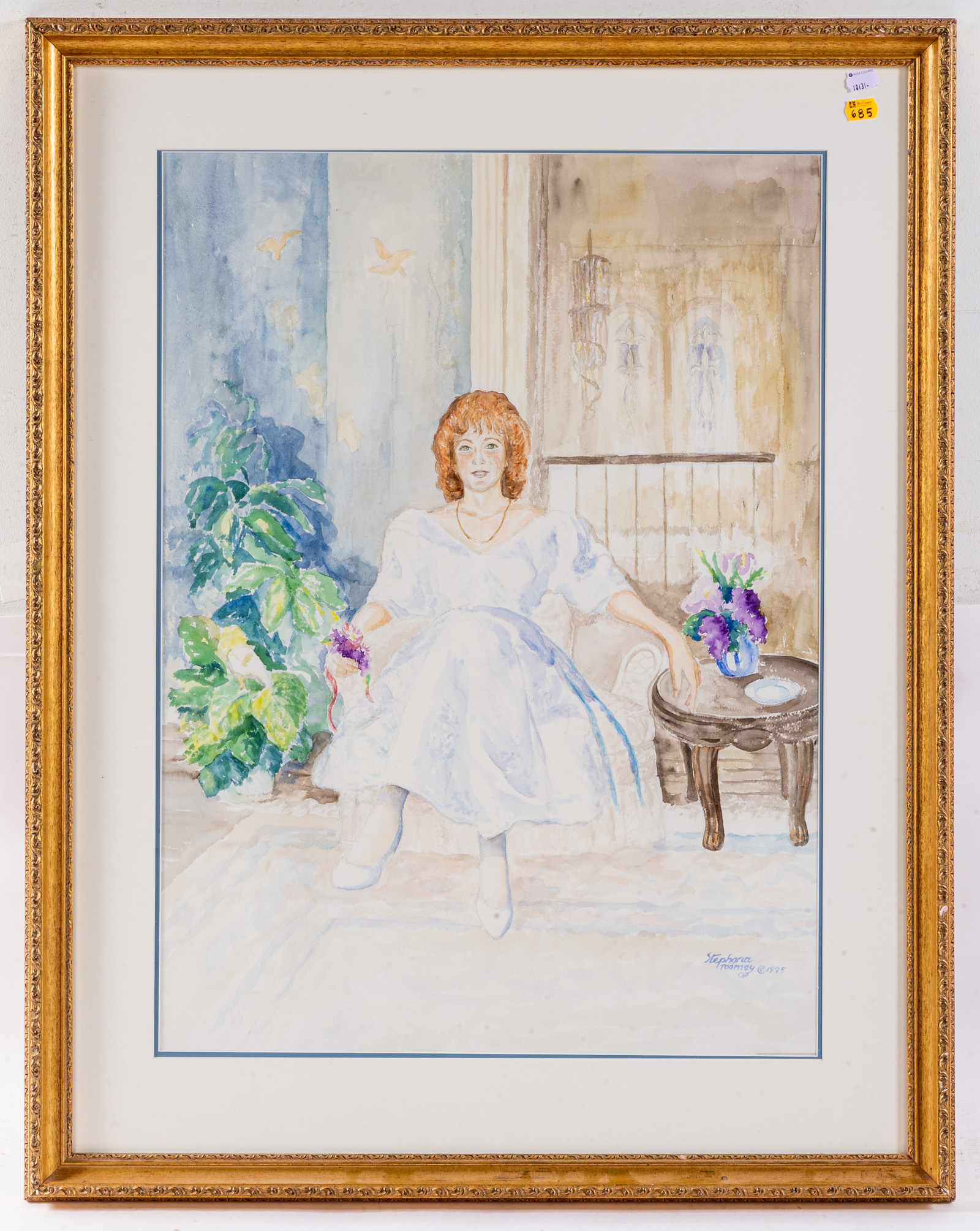 STEPHANA TOOMEY SEATED LADY WATERCOLOR 3346a0