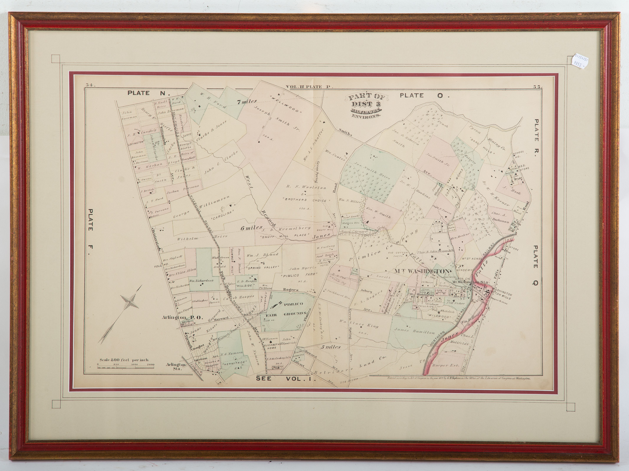 1877 MAP OF MT. WASHINGTON (DIST. 3,
