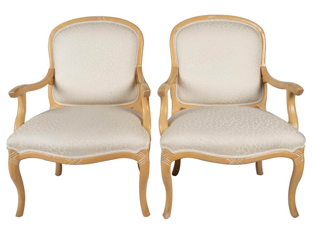 PAIR OF A RUDIN BLONDE WOOD ARMCHAIRSwith 3347a5