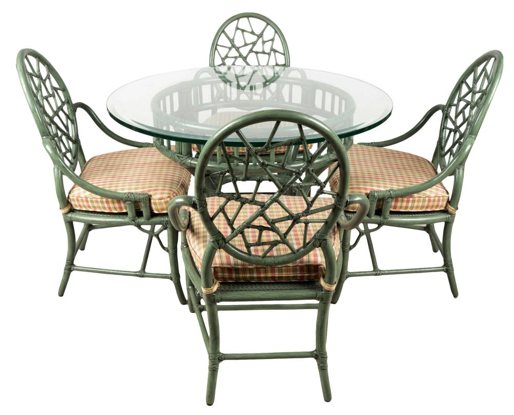 MCGUIRE GREEN-PAINTED RATTAN DINING
