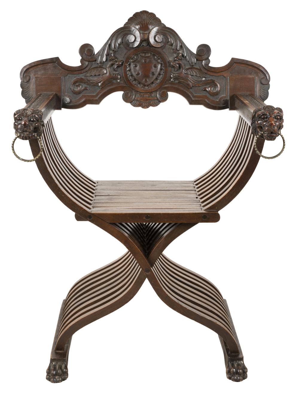 CARVED WALNUT SAVONAROLA CHAIRthe 334813