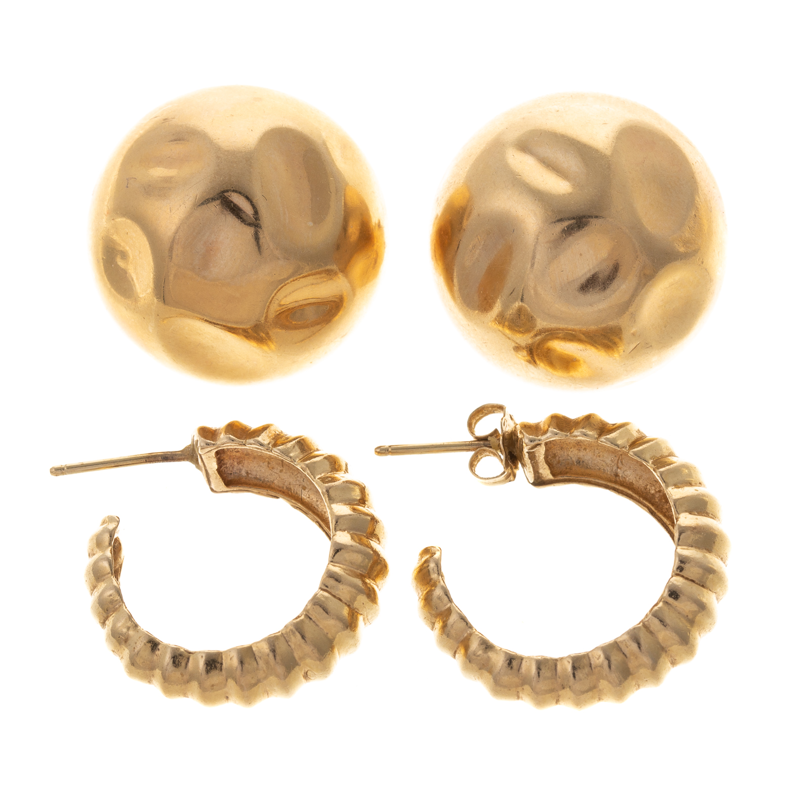 TWO PAIRS OF EARRINGS IN 14K YELLOW 33482e