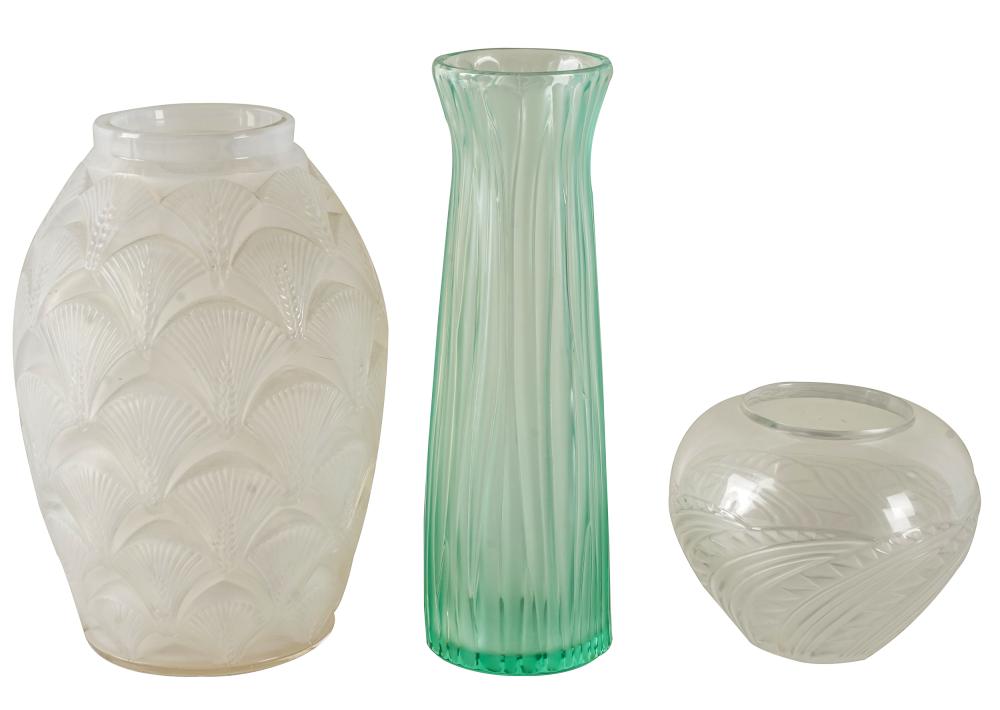 THREE LALIQUE GLASS VASESthe first  334830