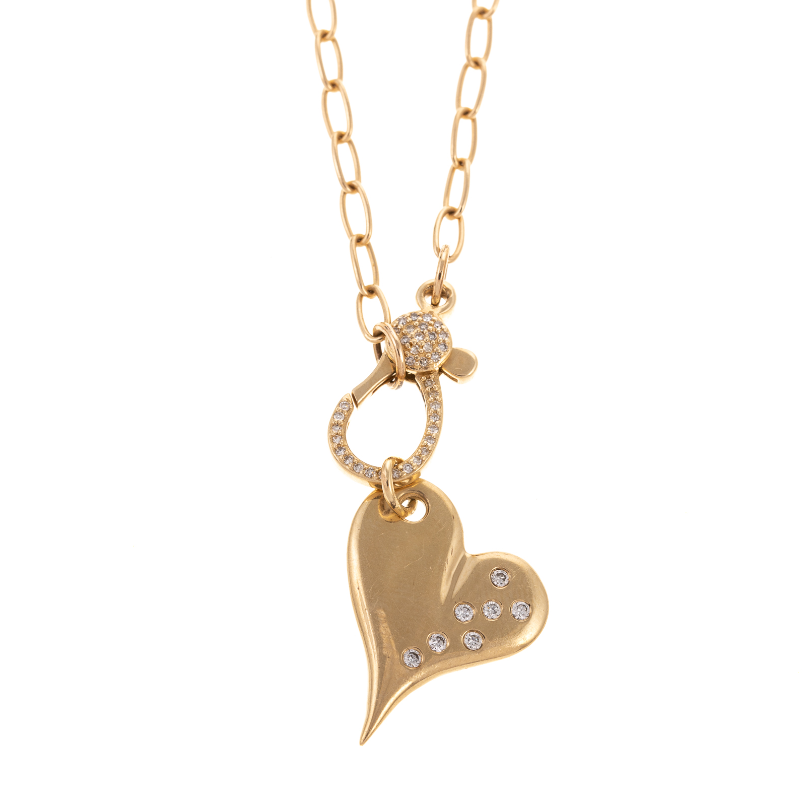 A 14K YELLOW GOLD DIAMOND HEART NECKLACE