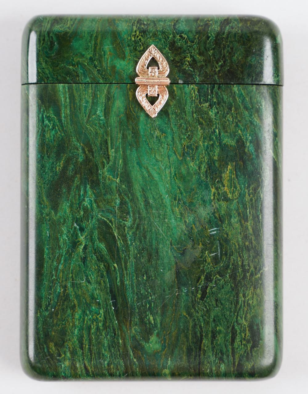 GOLD MOUNTED NEPHRITE CARD CASEProvenance  33485c