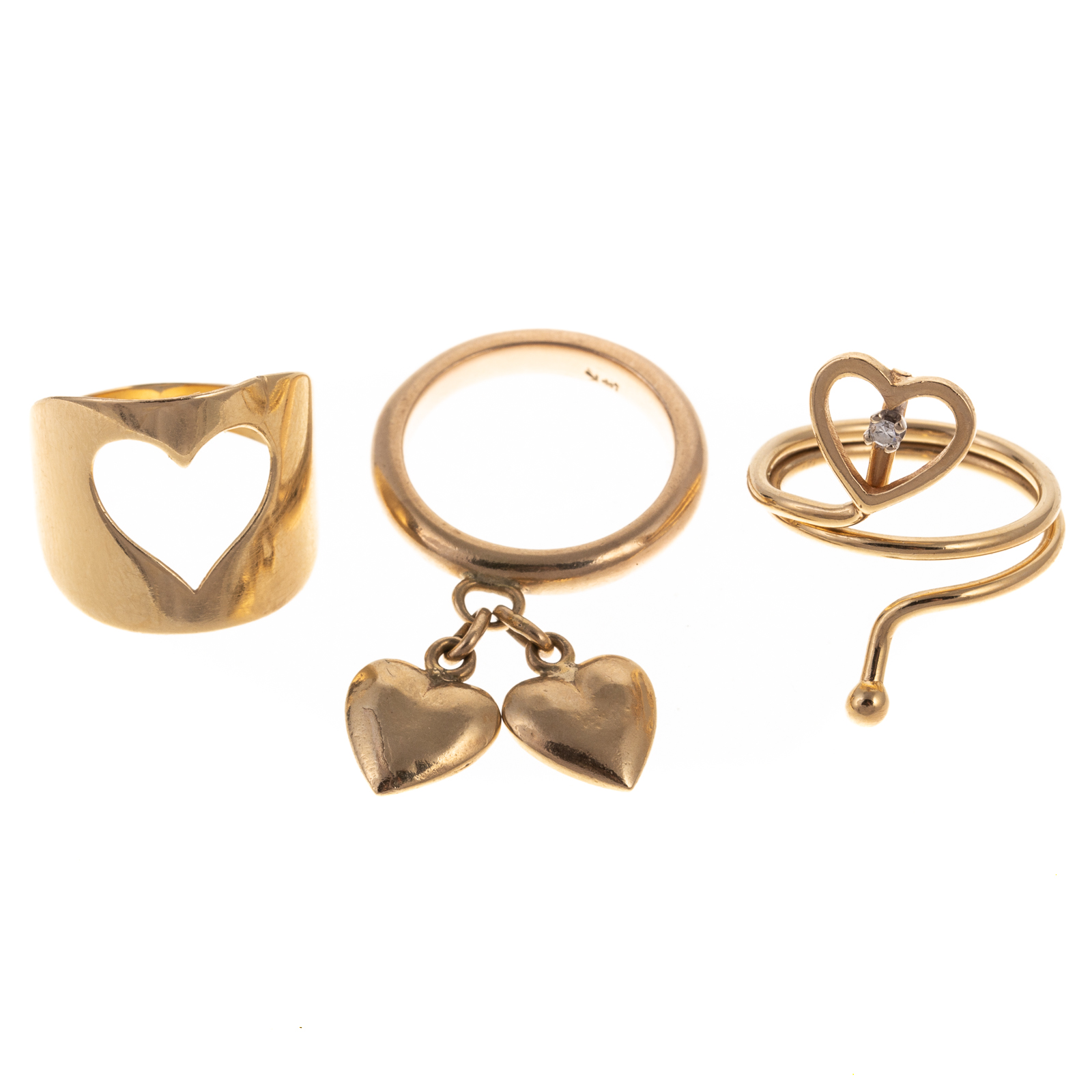 A TRIO OF UNIQUE HEART MOTIF RINGS 334879