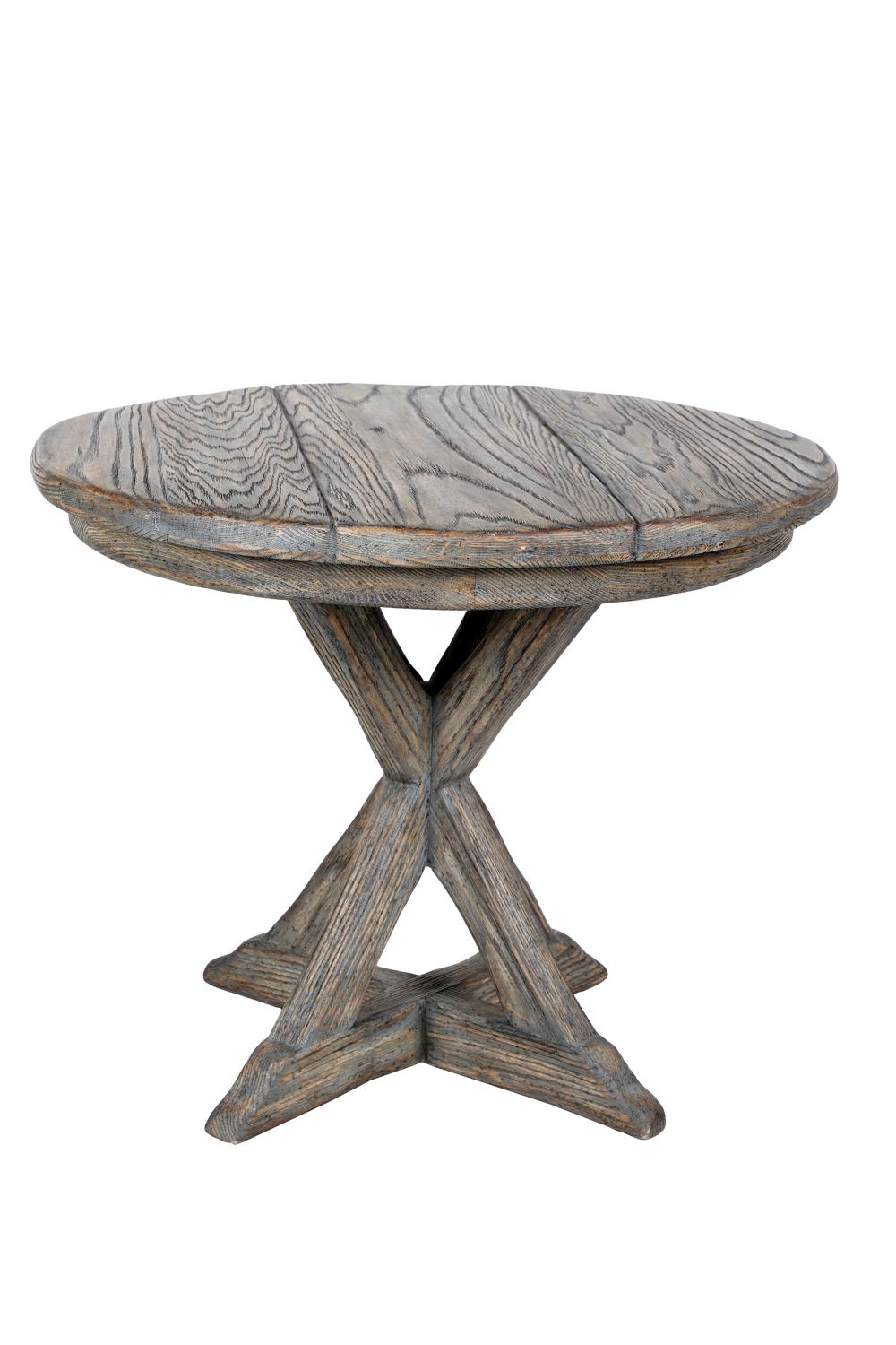 BAUSMAN DISTRESSED WOOD ROUND SIDE 33493c