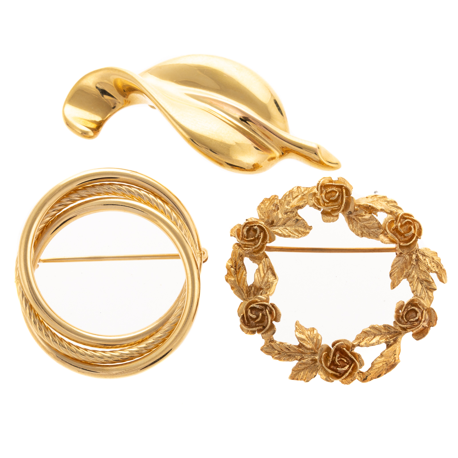 A TRIO OF PINS IN 14K YELLOW GOLD 334954