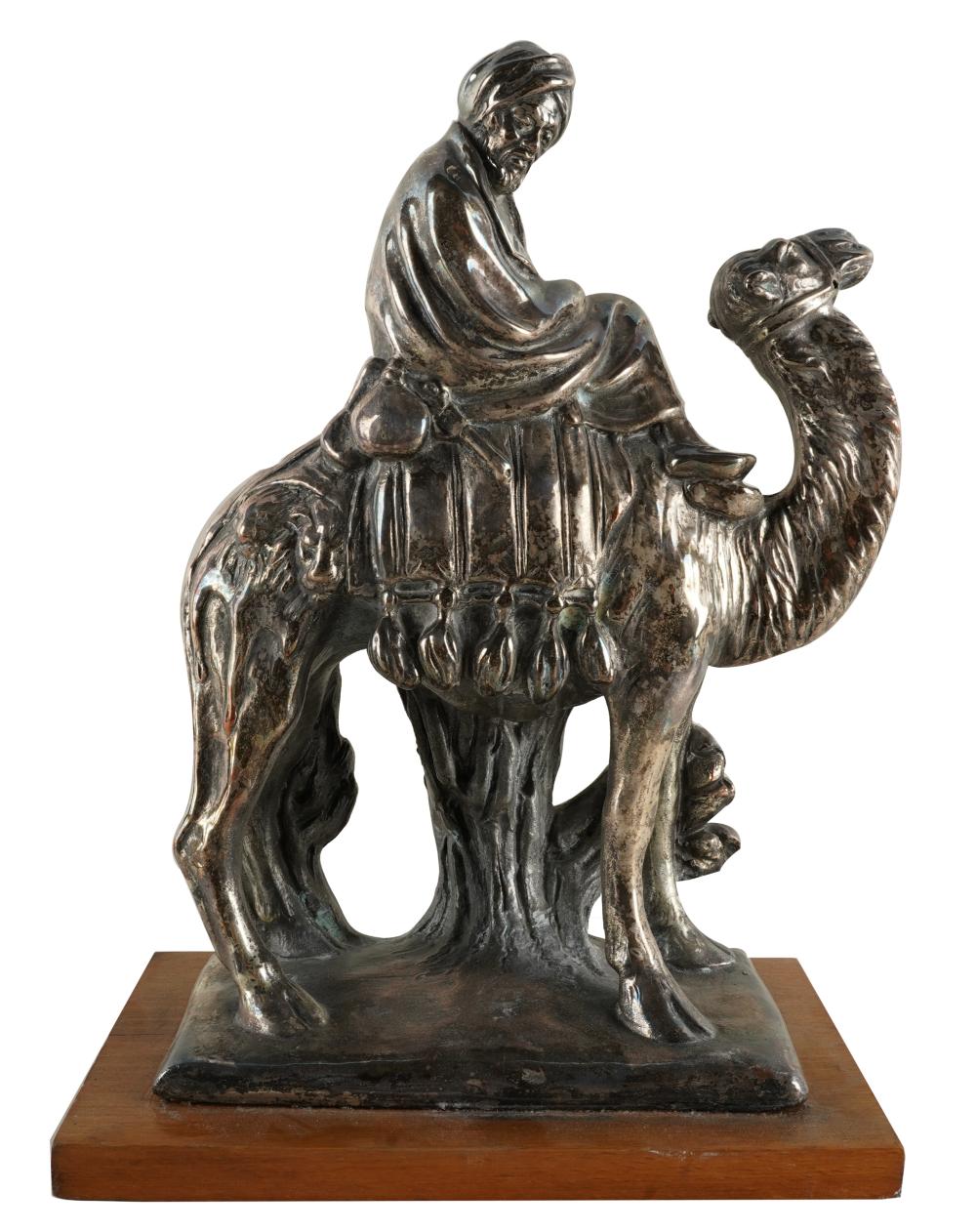 SILVERED METAL FIGURE OF A CAMEL