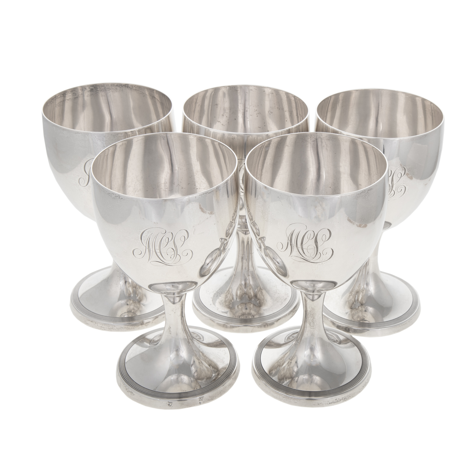 FIVE GEORGE V SILVER GOBLETS CLB  3349eb