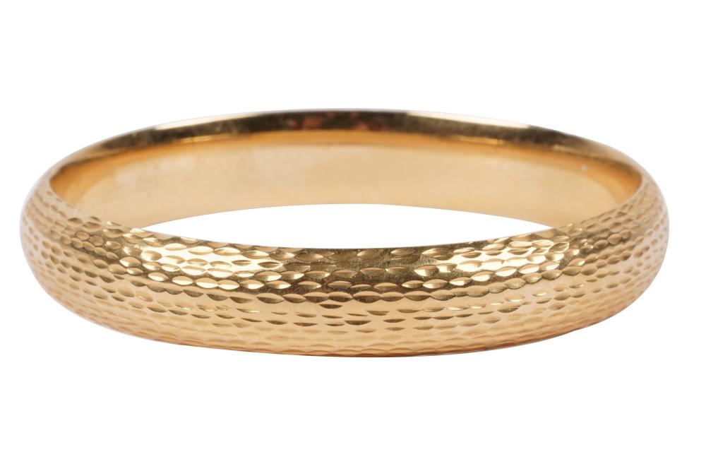 14 KARAT YELLOW GOLD TEXTURED BANGLE13 0 334a88