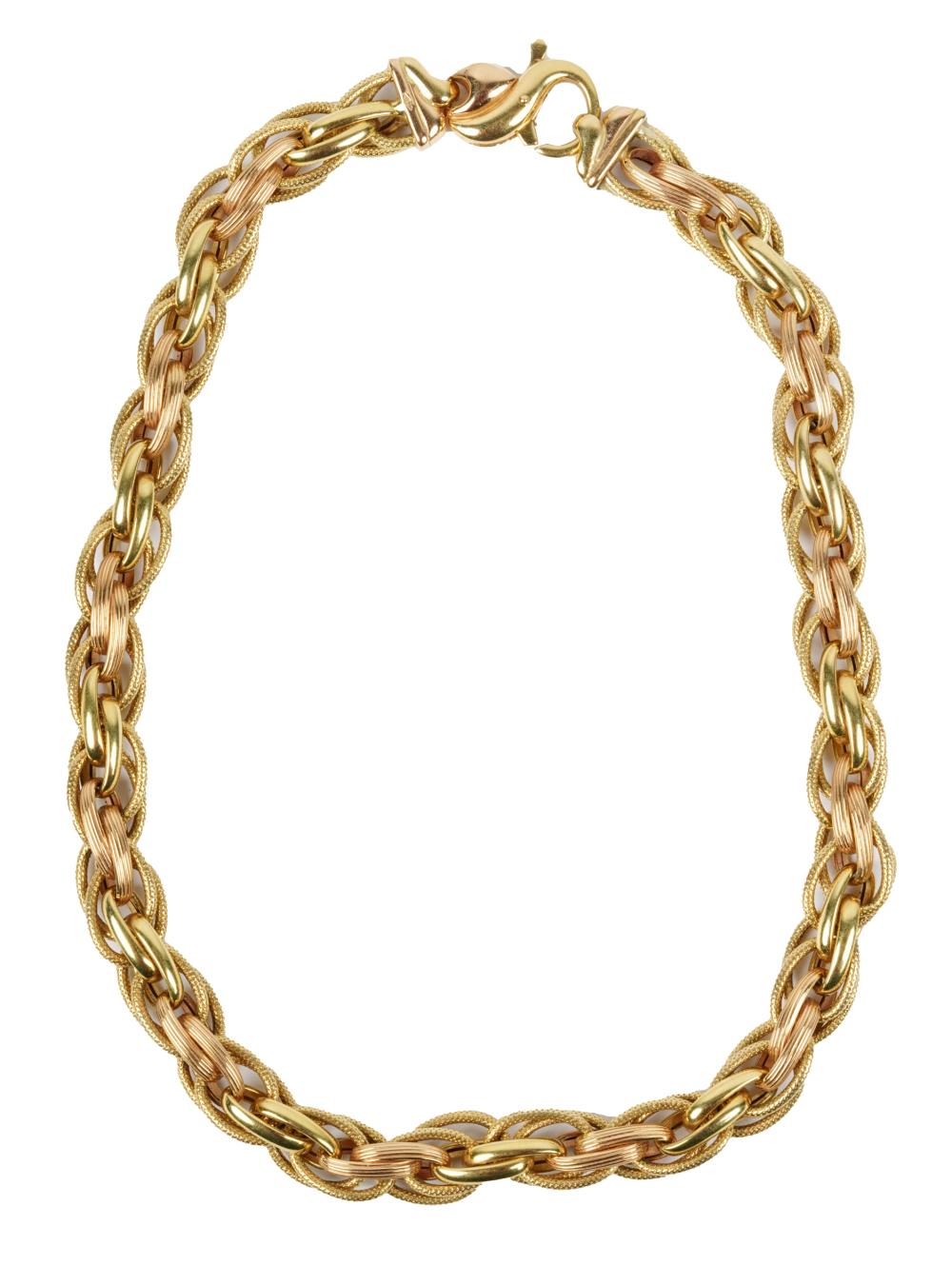 18 KARAT TWO-TONE GOLD CHAIN NECKLACEstamped