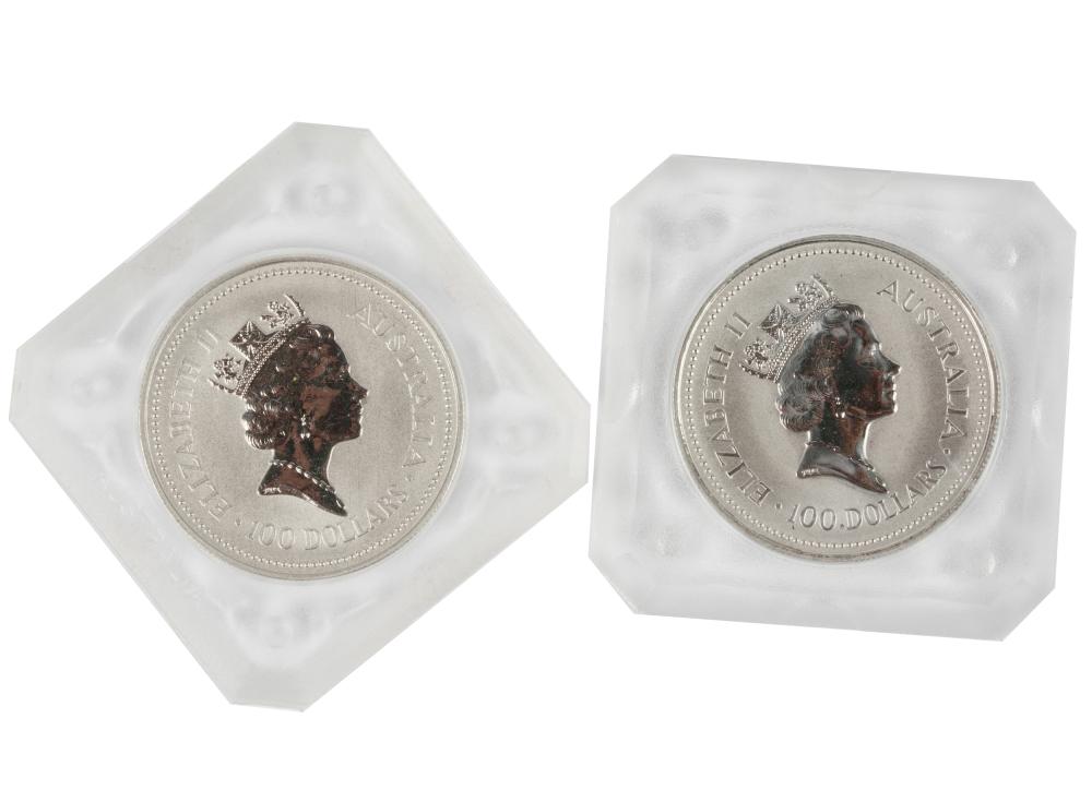 TWO AUSTRALIAN PLATINUM KOALA COINS1988,