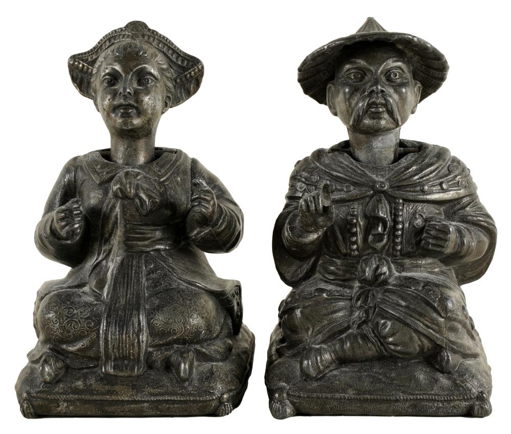 PAIR OF CAST METAL PAGODA NODDER