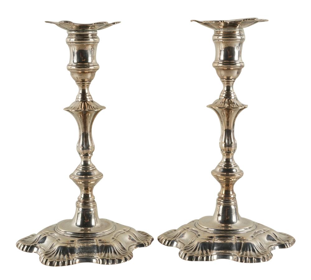 PAIR OF SILVERPLATE CANDLESTICKSeach