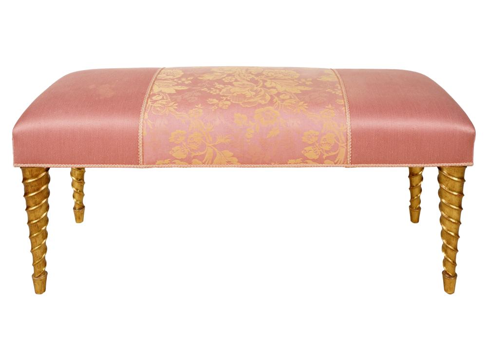 UPHOLSTERED GILTWOOD BENCHcontemporary;