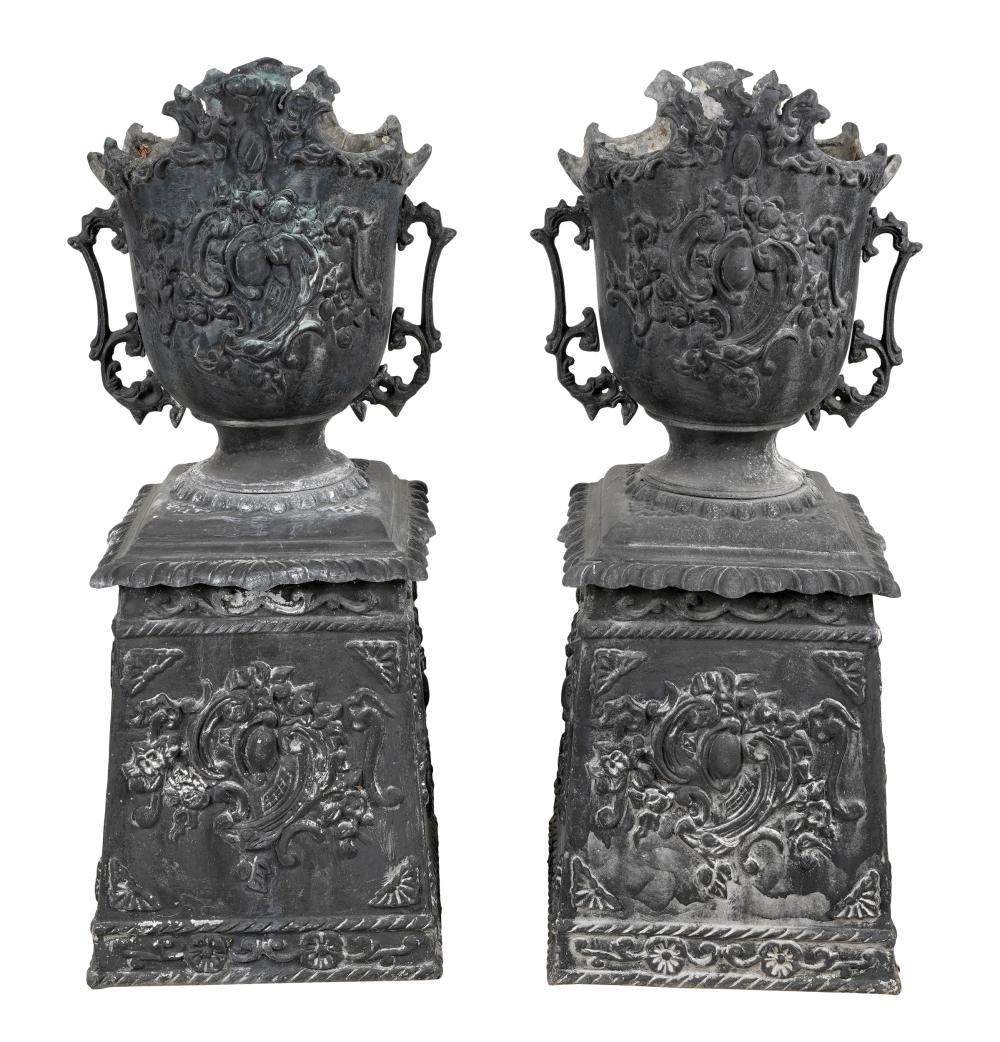 PAIR OF ROCOCO STYLE CAST-IRON