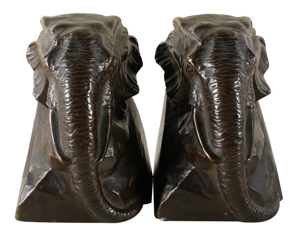 BERNARD JOHNSON: PAIR OF ELEPHANT BOOKENDSbronze;