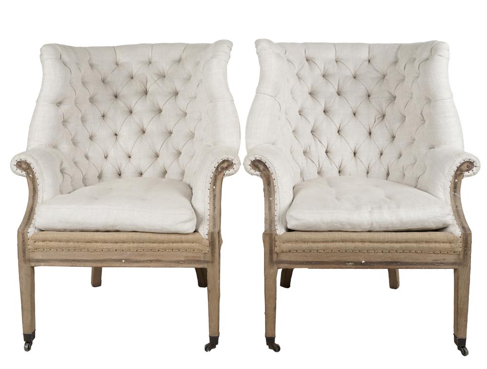 PAIR OF RESTORATION HARDWARE ARMCHAIRScovered