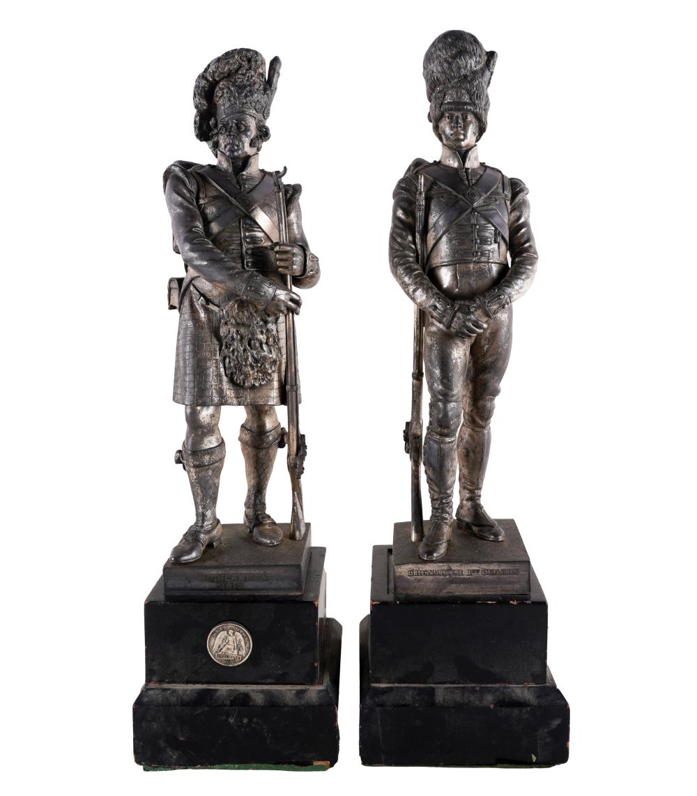 PAIR OF SILVERED BRONZE SOLDIER