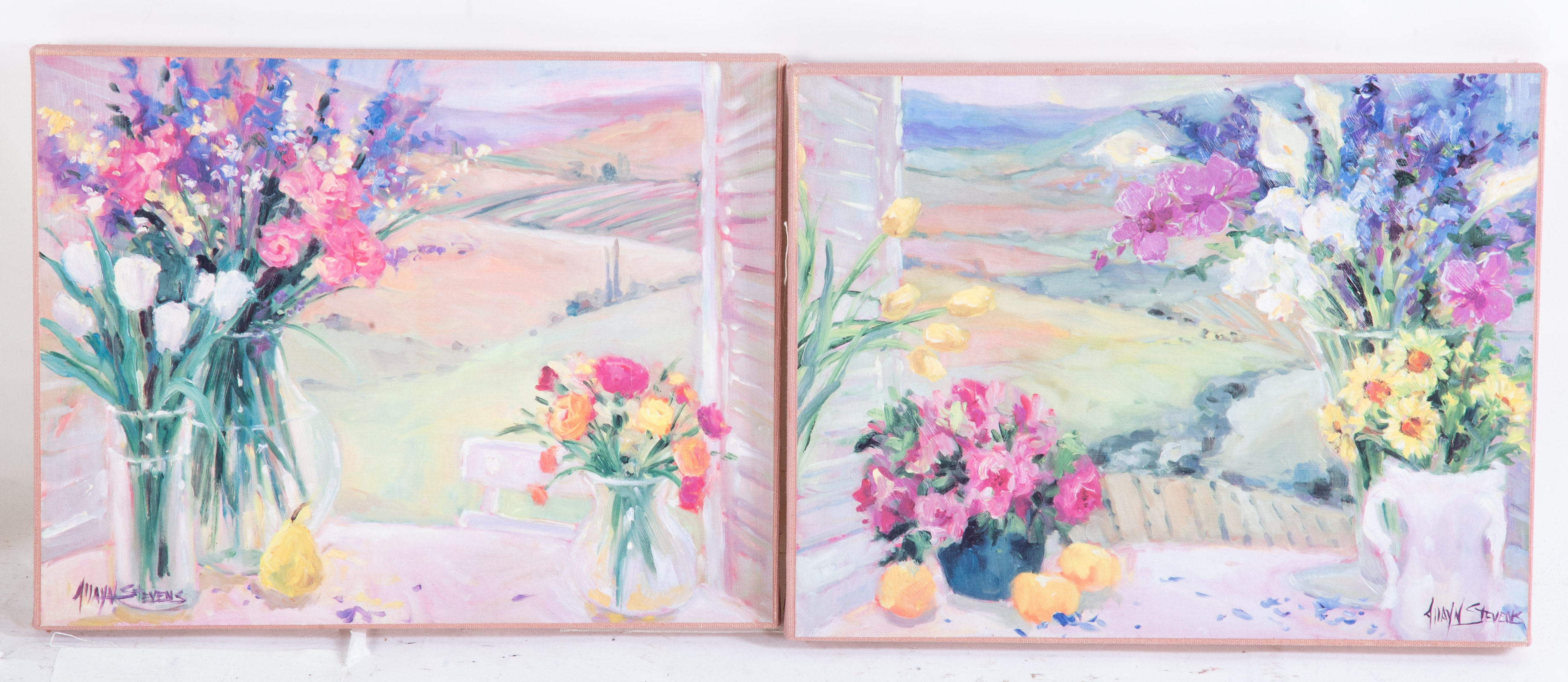 ALLAYN STEVENS. PAIR OF FLORAL LANDSCAPES,