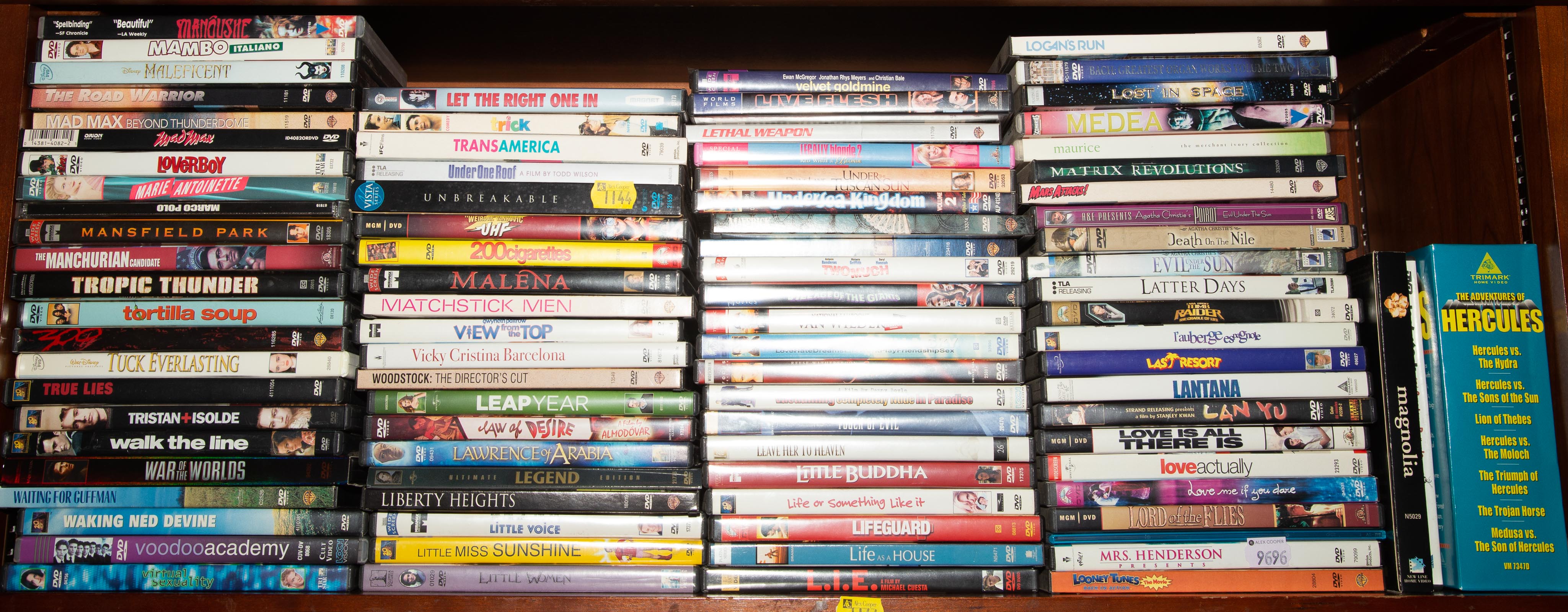 A COLLECTION OF DVDS Comprising about