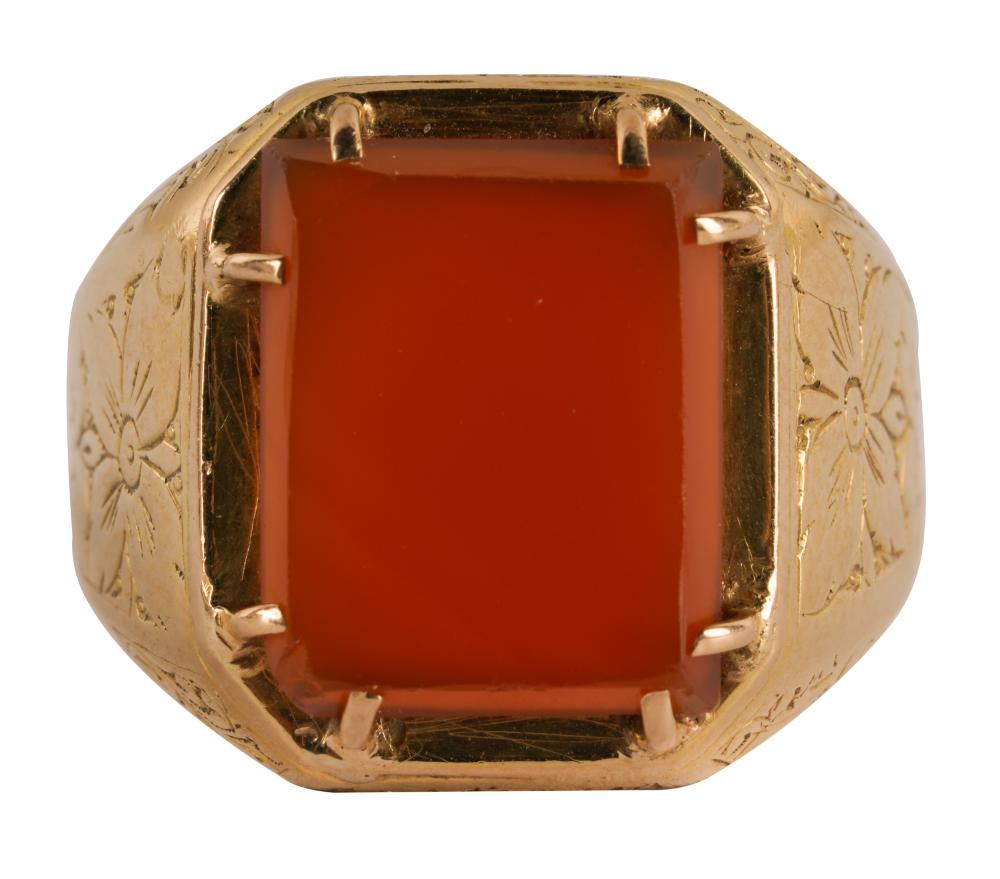 14 KARAT YELLOW GOLD CARNELIAN 334cab