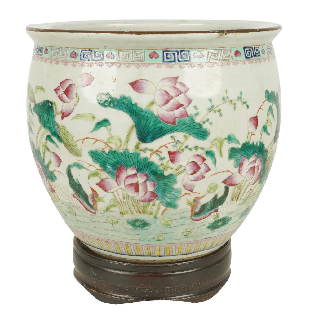 CHINESE GLAZED CERAMIC FISHBOWL