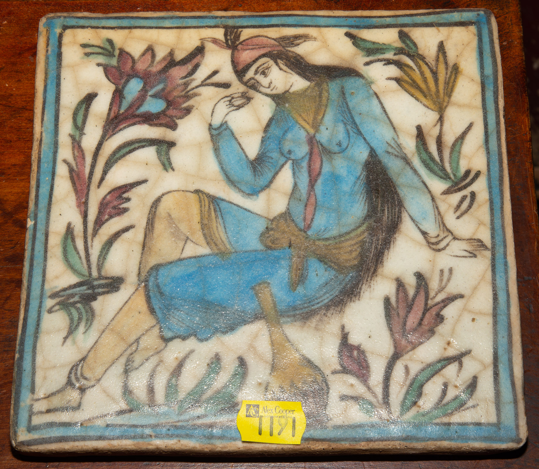 PERSIAN GLAZED FRITWARE TILE Early 334d25