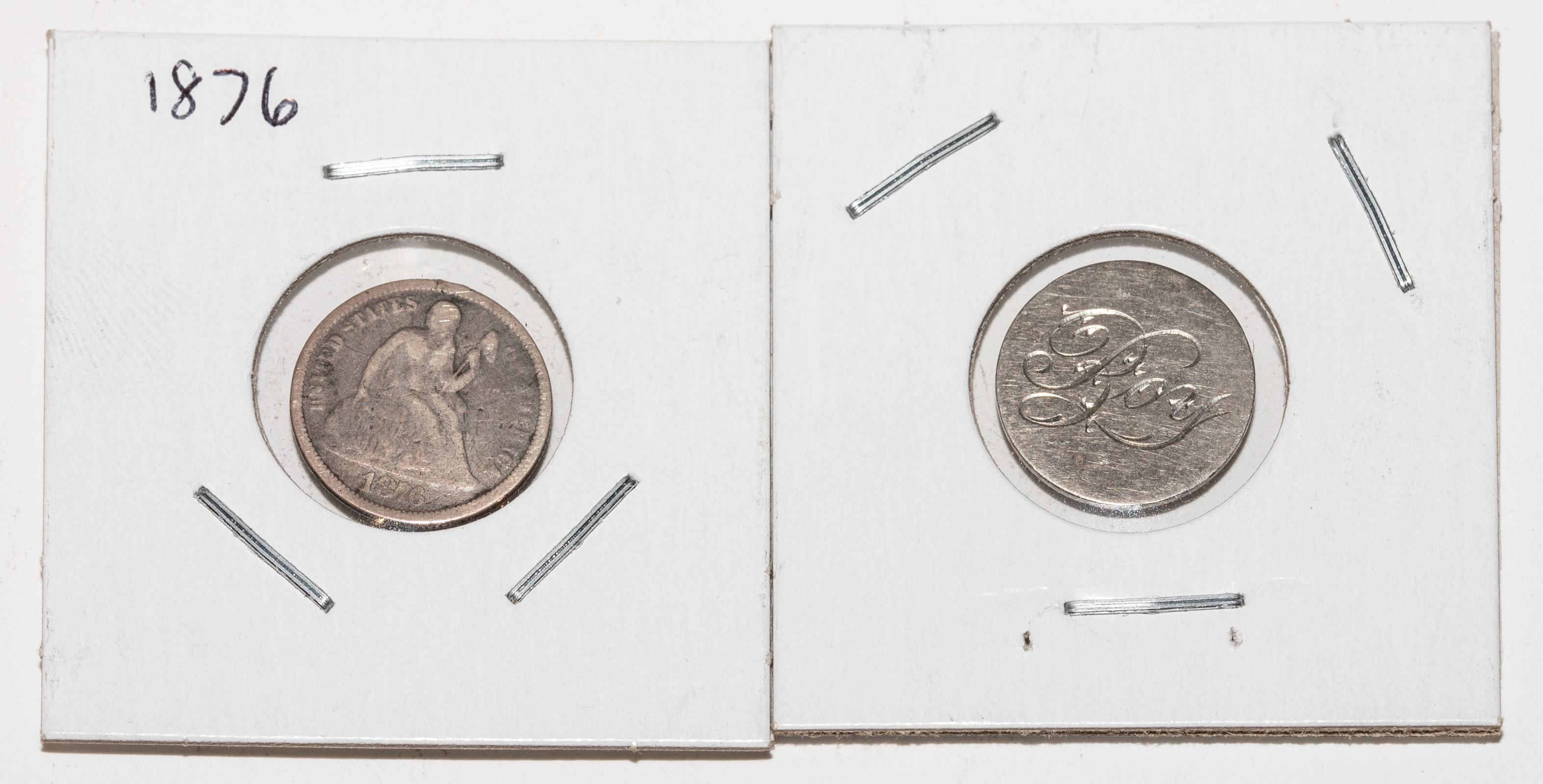 TWO LOVE TOKENS 1889 DIME THREE 334d35