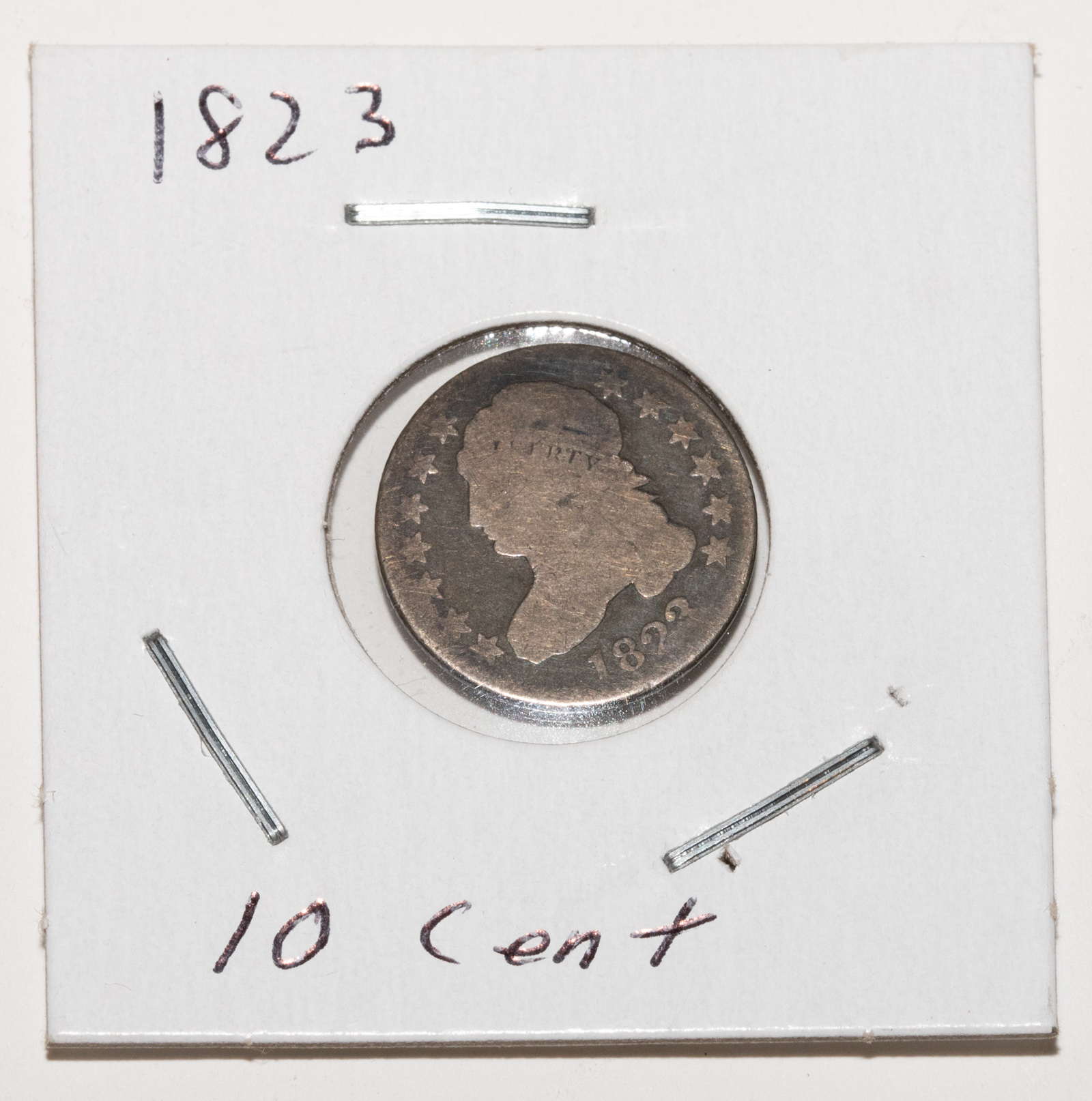 1823 CAPPED BUST DIME AG SMALL 334d4c