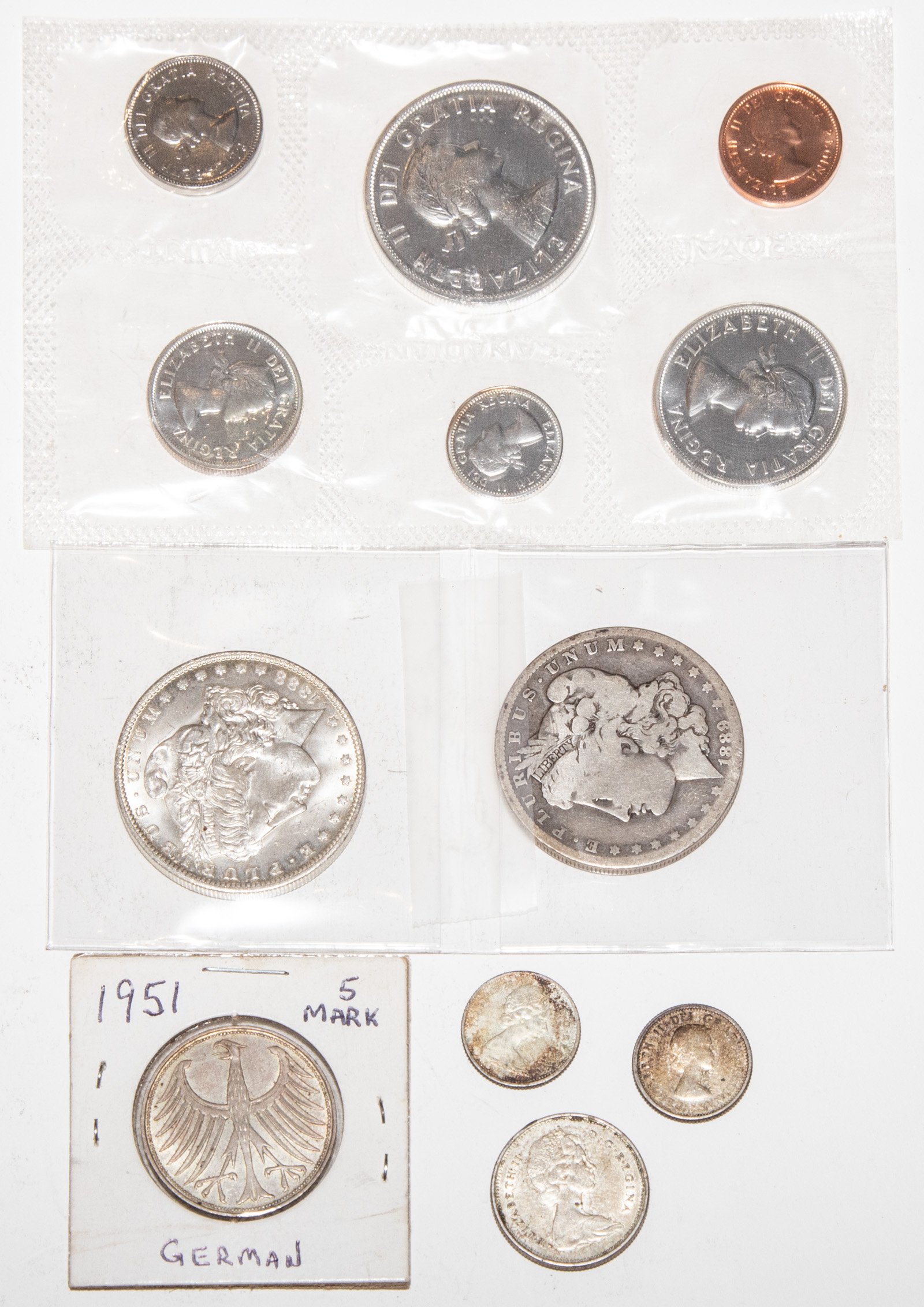 U S WORLD SILVER WITH 2 MORGAN 334d85