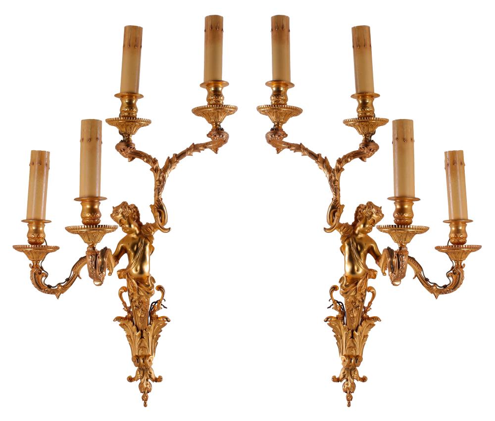 PAIR OF GILT METAL FOUR LIGHT FIGURAL 334d9c