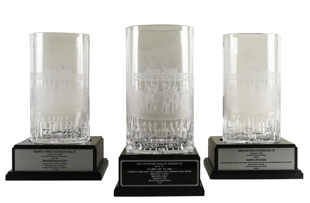 THREE WATERFORD CRYSTAL SANTA ANITA