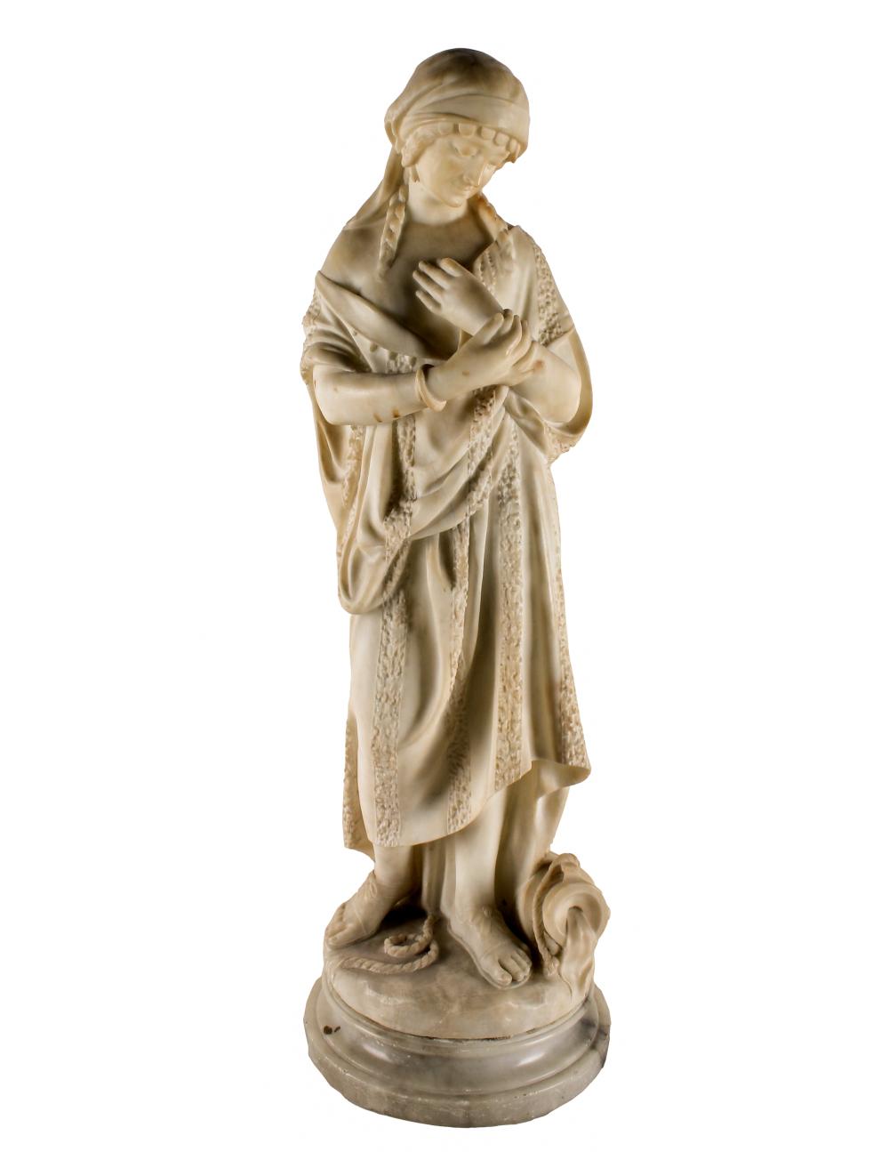 CARVED MARBLE FIGURE OF A WOMANunsigned;