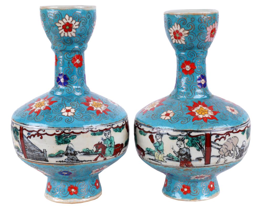 PAIR OF CHINESE GLAZED & CLOISONNE