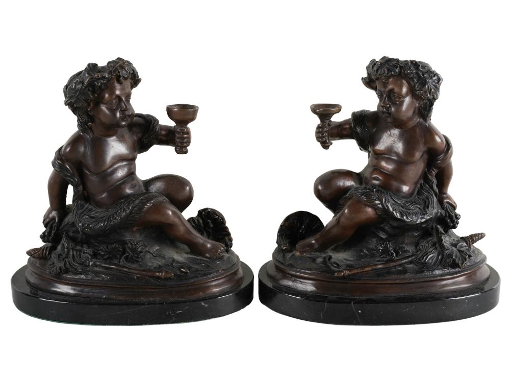 PAIR OF BRONZE CHERUB FIGURESeach