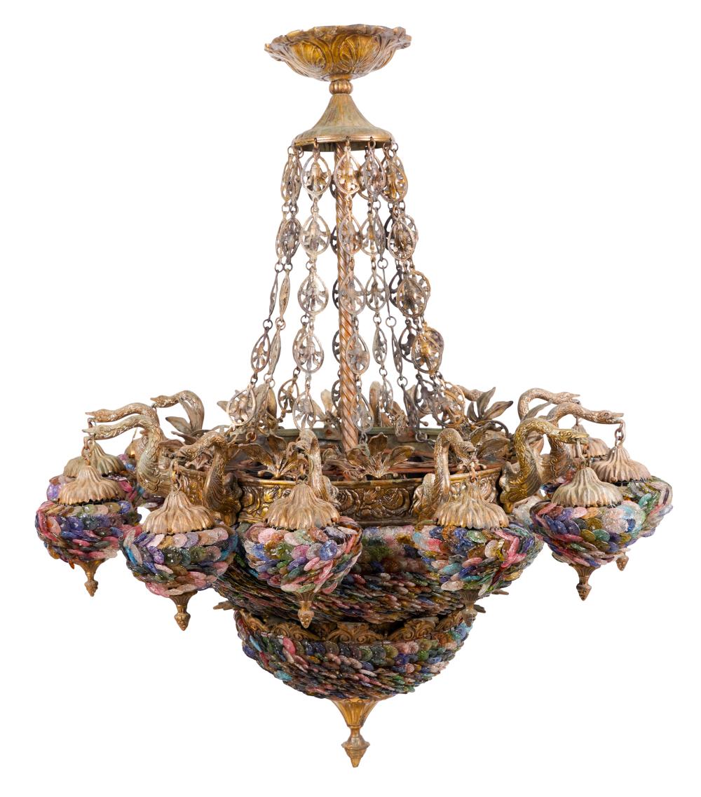 FRENCH STYLE COLOR GLASS CHANDELIERpainted 334e4c