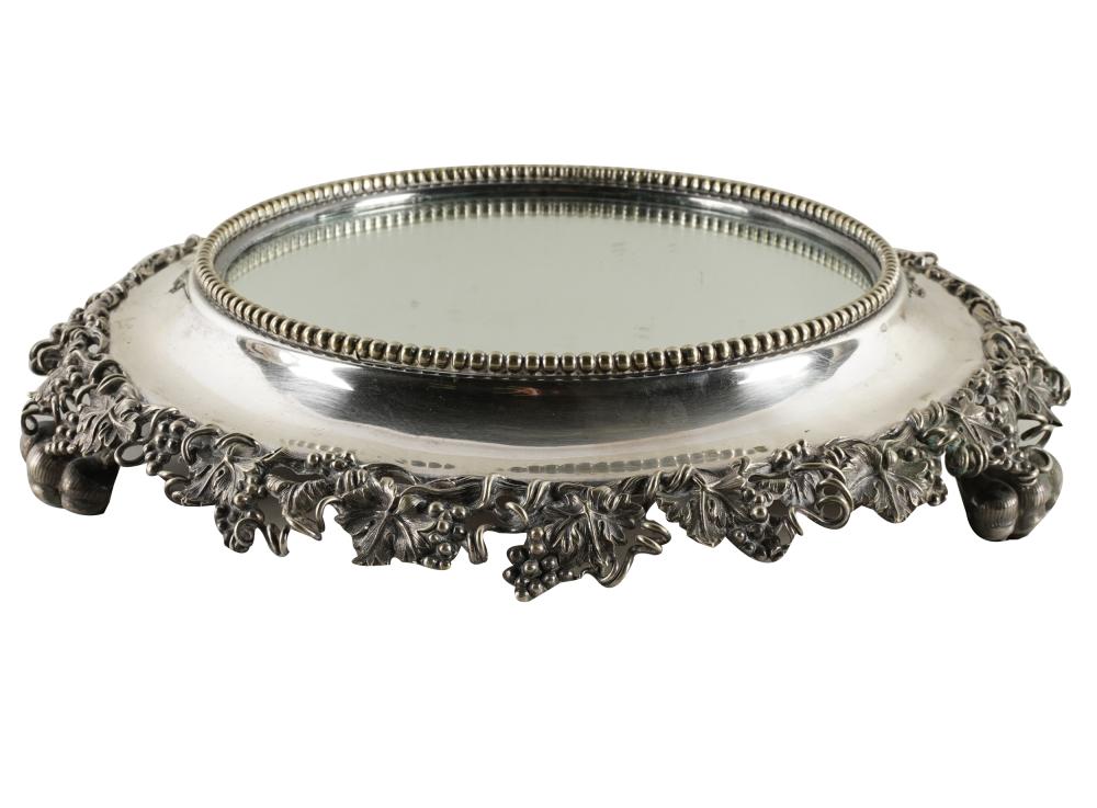 SILVERPLATED ROUND PLATEAUunmarked;