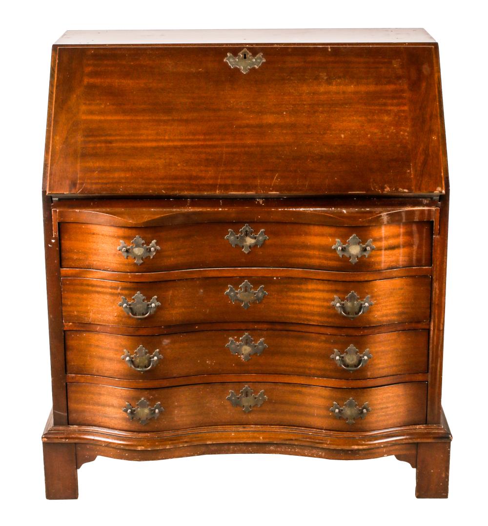 MAHOGANY DROP FRONT DESKwith four drawers