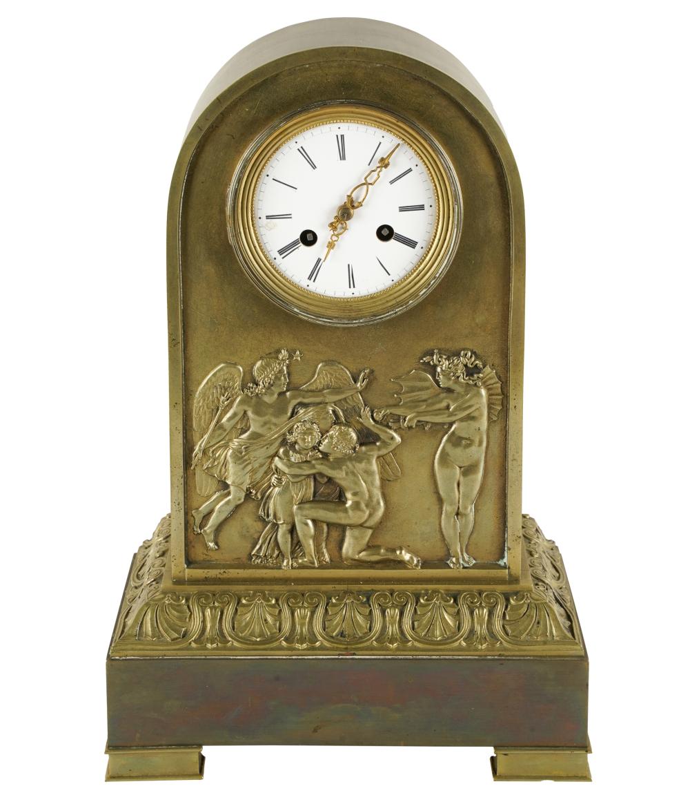 NEOCLASSIC GILT METAL MANTEL CLOCKunsigned;