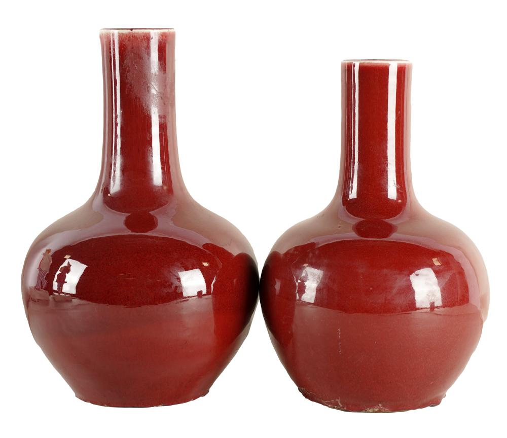 PAIR OF CHINESE STYLE OXBLOOD VASESeach 334f16